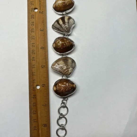 Esperanza 925 Seashell Toggle Bracelet Adjustable 7”-8.5” - Picture 3 of 6